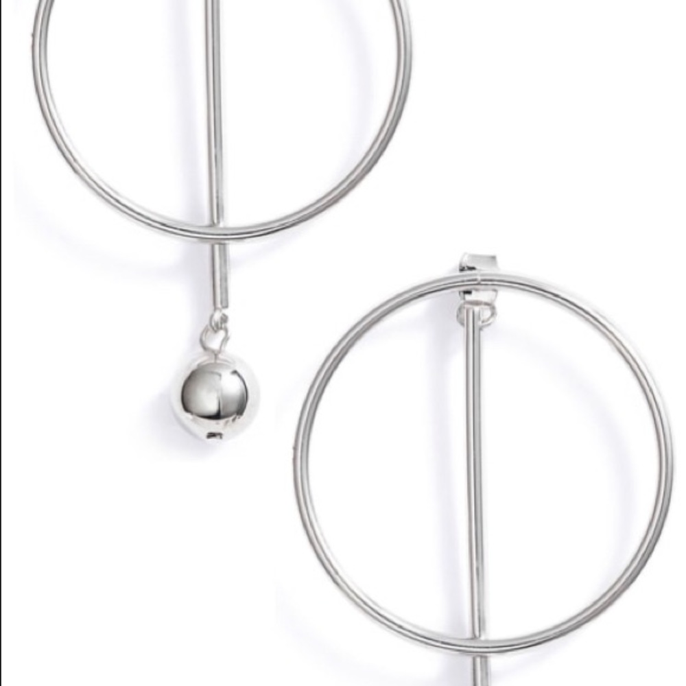 SOMETHING NAVY brand new. Silver ball drop hoops